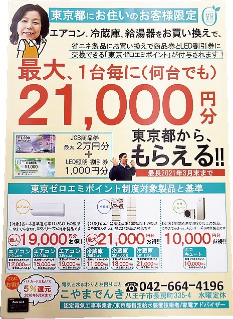 東京ゼロエミポイント事業についてお客に理解を促すため自作したチラシ