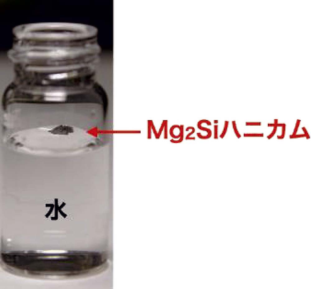 ［図2］水に浮くMg 2Siハニカムの写真