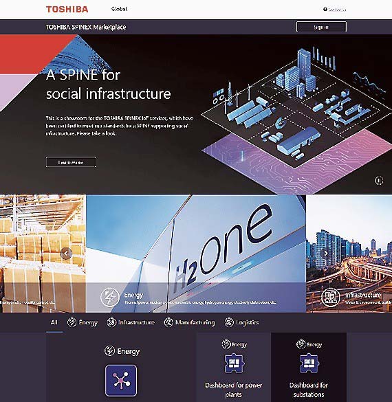 「TOSHIBA SPINEX Marketplace」のトップ画面