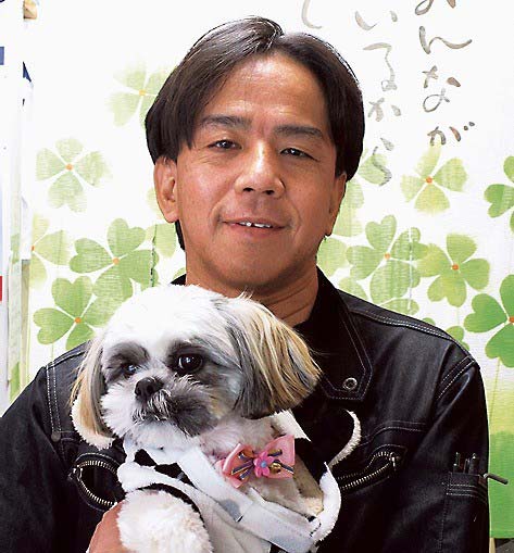 江口社長と看板犬シンディ