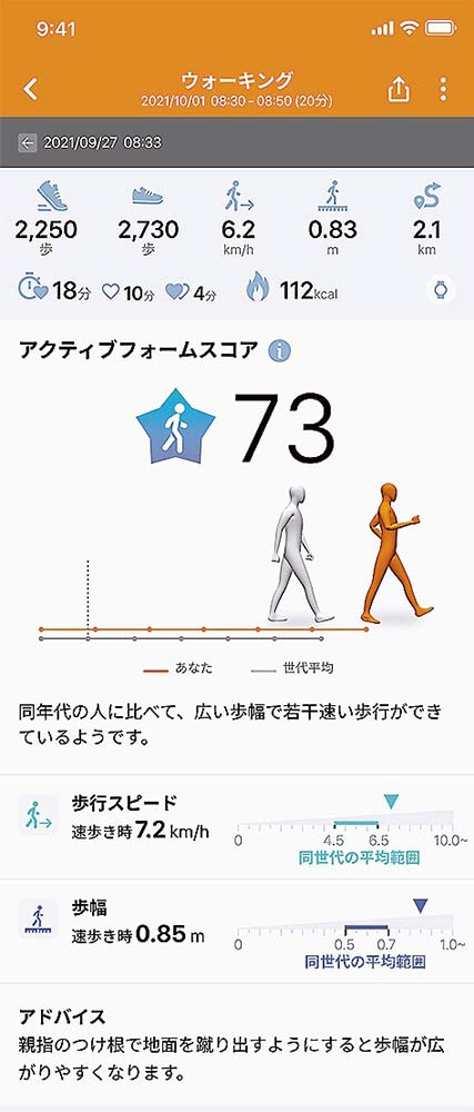 「Walkmetrix」の画面