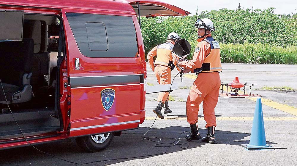 豊田市消防本部はドローンで要救助者を捜索する想定