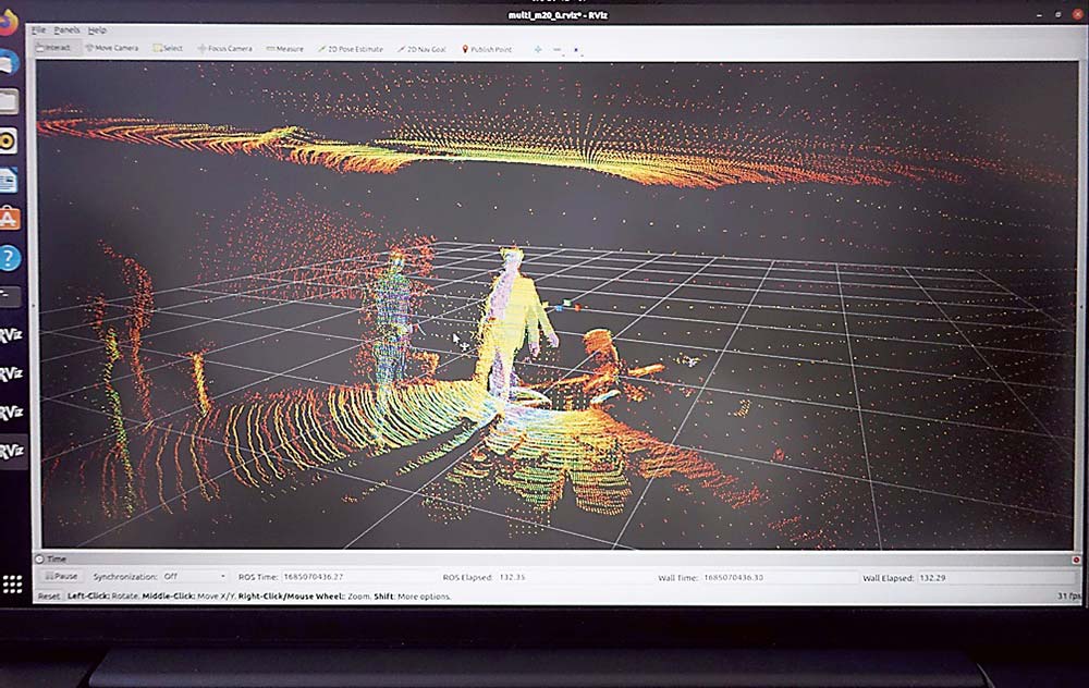 産業用ソリッドステート3D LiDAR「YLM-X001」の室内計測点群データ例