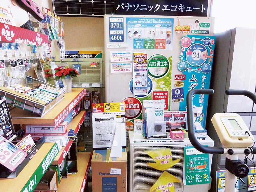 店内には販売に注力するエコキュートのモックも展示