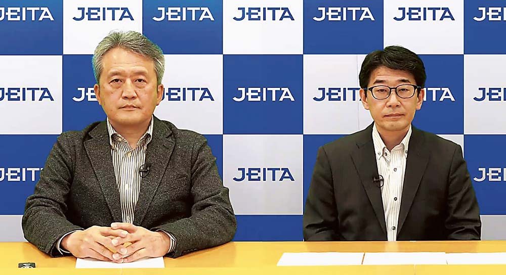 JEITAの石橋氏（左）と小堀氏＝6日