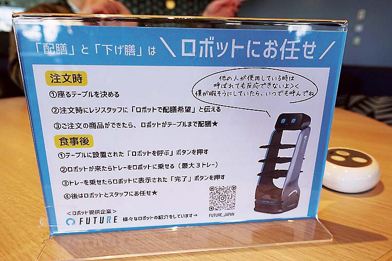 テーブルに置いた操作手順書とボタンスイッチ