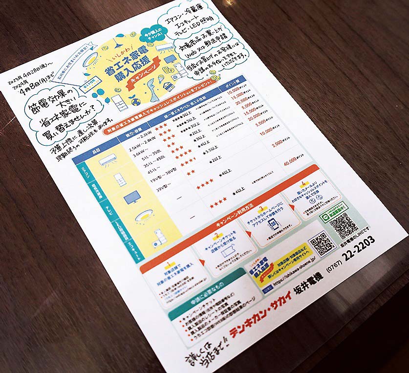 石川県の省エネ補助事業は、手書きの言葉を書き加えてお客に提案していた