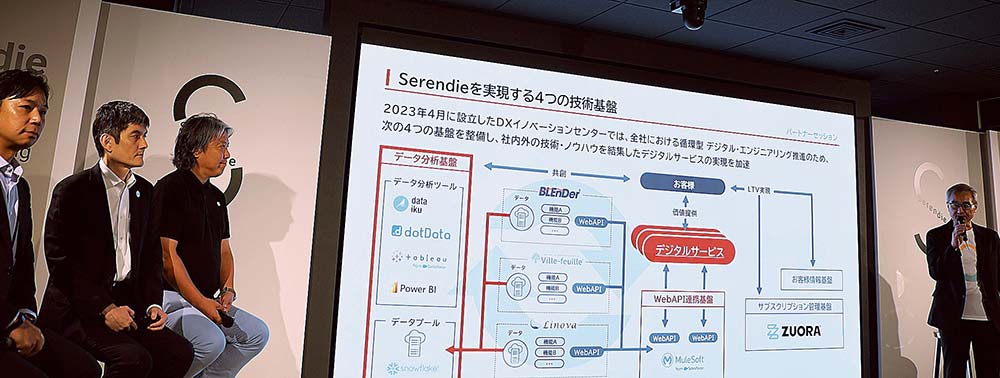 パートナーと連携していく（左からセールスフォース、スノーフレーク、データイク、右端が朝日センター長）