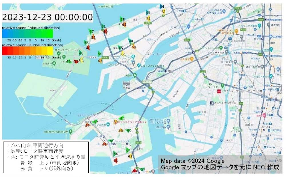 交通流の広域モニタリング結果