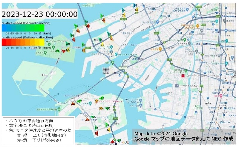 交通流の広域モニタリング結果