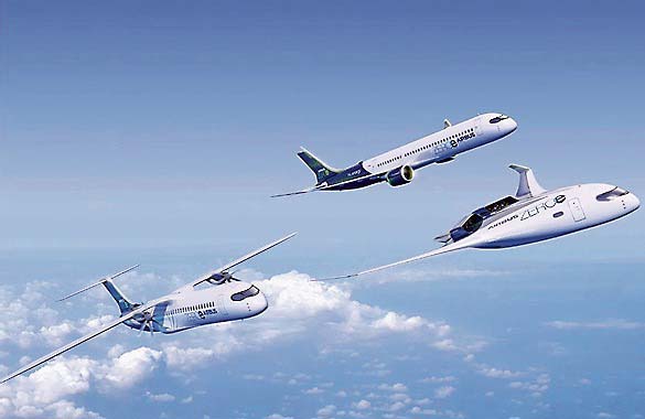 脱炭素化を推進するエアバスの航空機（イメージ）