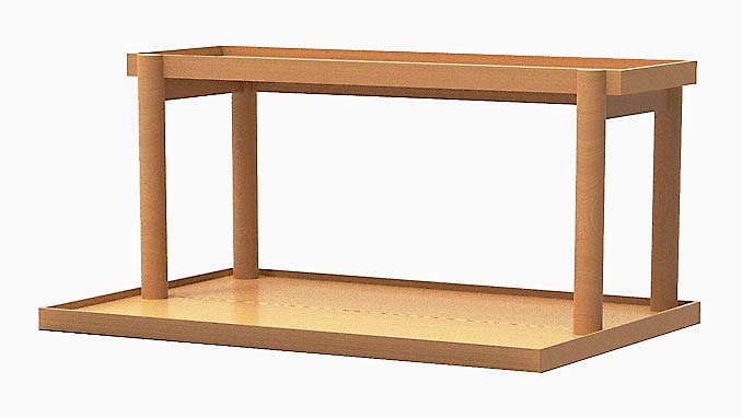 開発した木製家具「MINIBAR」3種の木材で4色から選べる（写真はオーク）