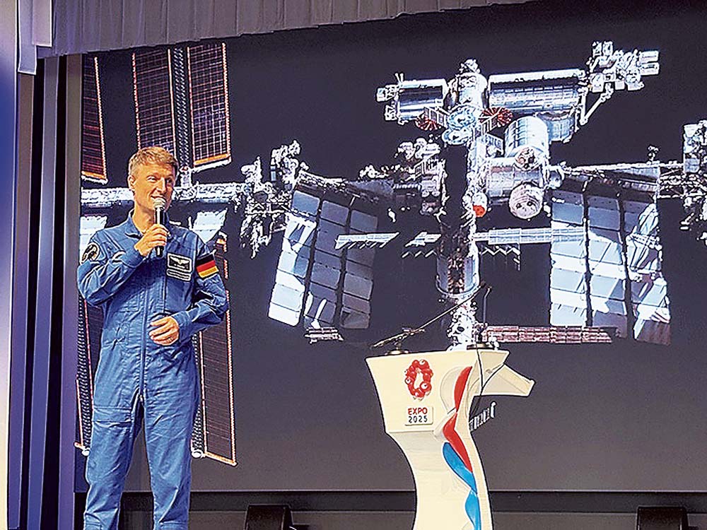 国際協力は必要と語るドイツ人飛行士のマウラー氏（提供＝JAXA）