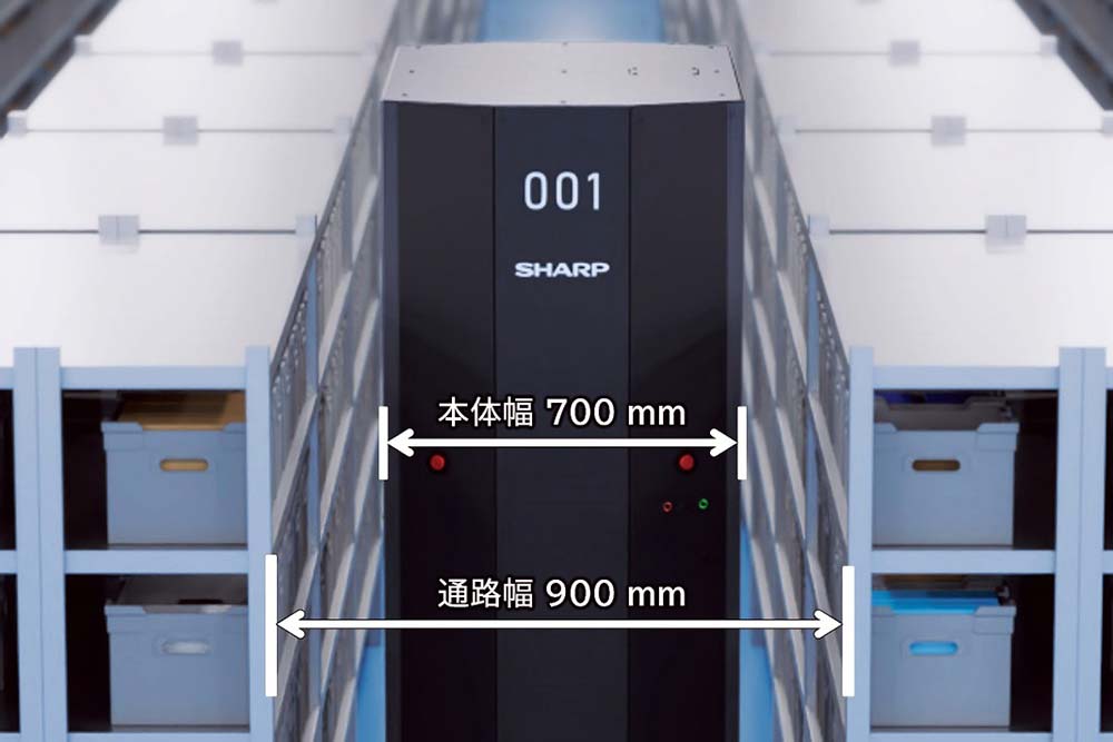 スリム設計により狭い通路幅を走行