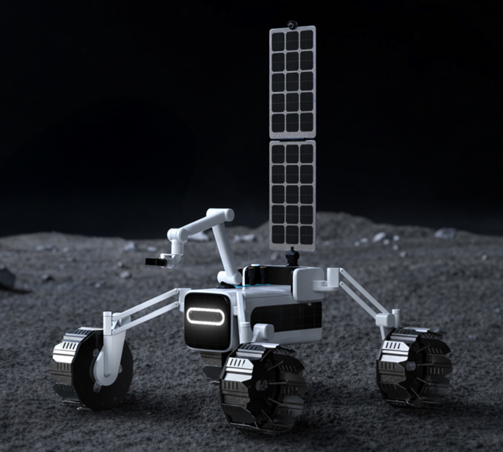月面ロボットの計画図 展開状態（出所＝白山工業）