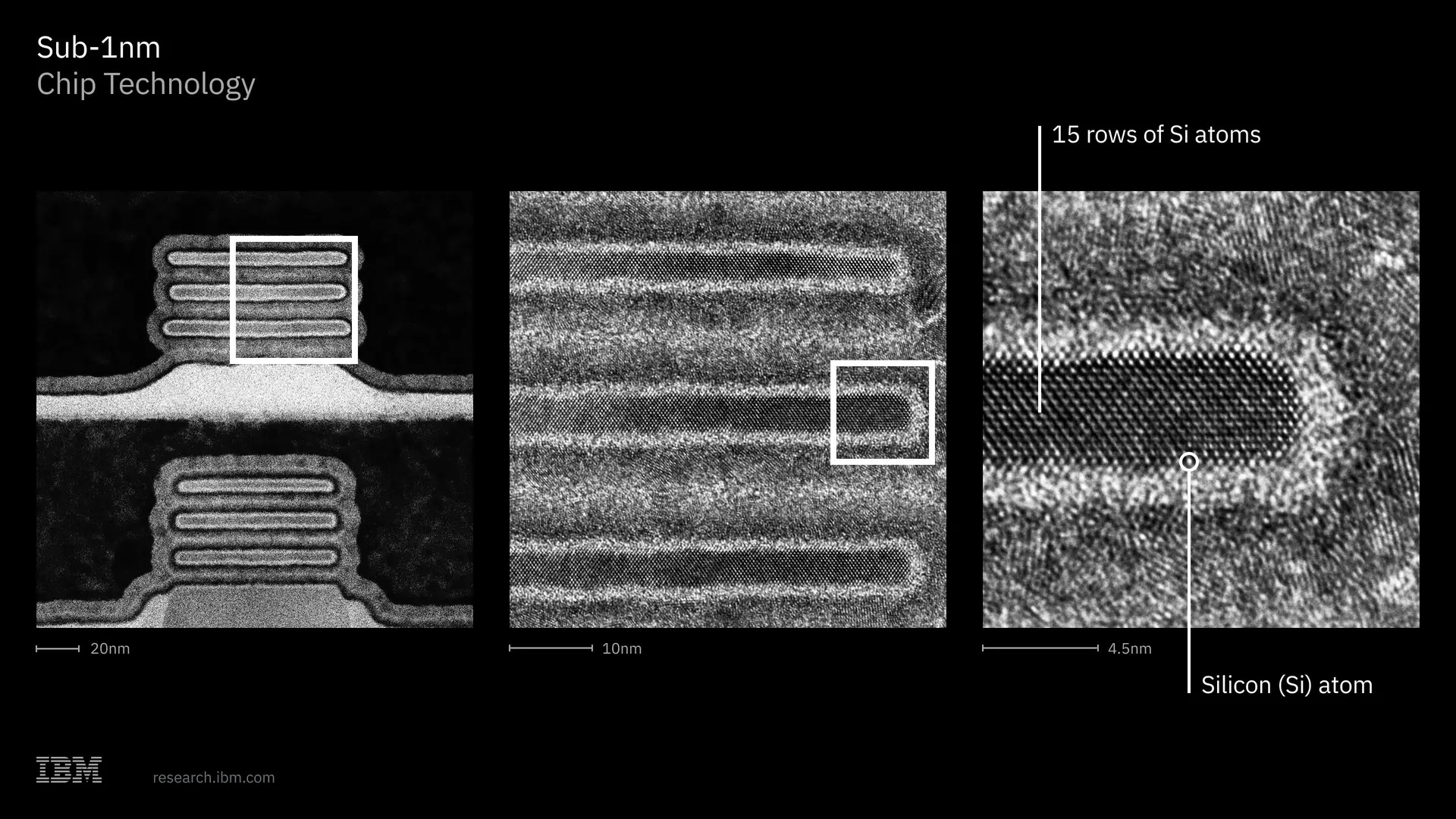 透過型電子顕微鏡（TEM)で捉えた0.7nmチップの構造