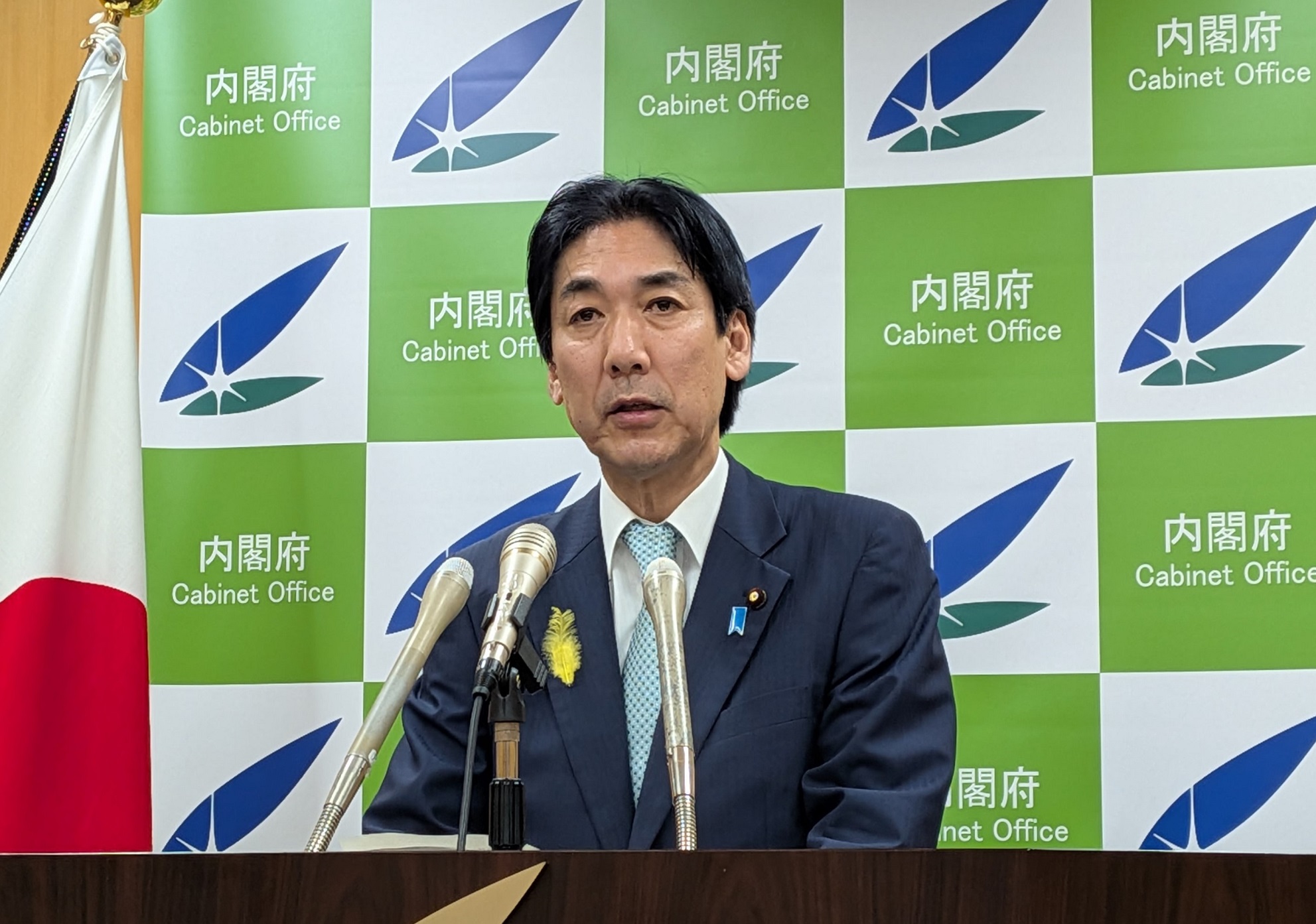 記者会見に臨む城内日本成長戦略担当相＝東京都千代田区