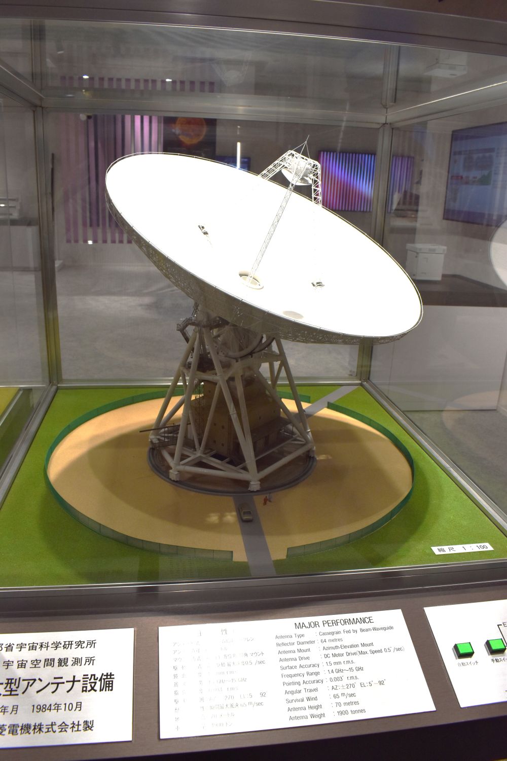 宇宙観測に不可欠な大型パラボラアンテナなど電波受信技術に磨きをかけ、防衛分野でも貢献する（写真は模型）