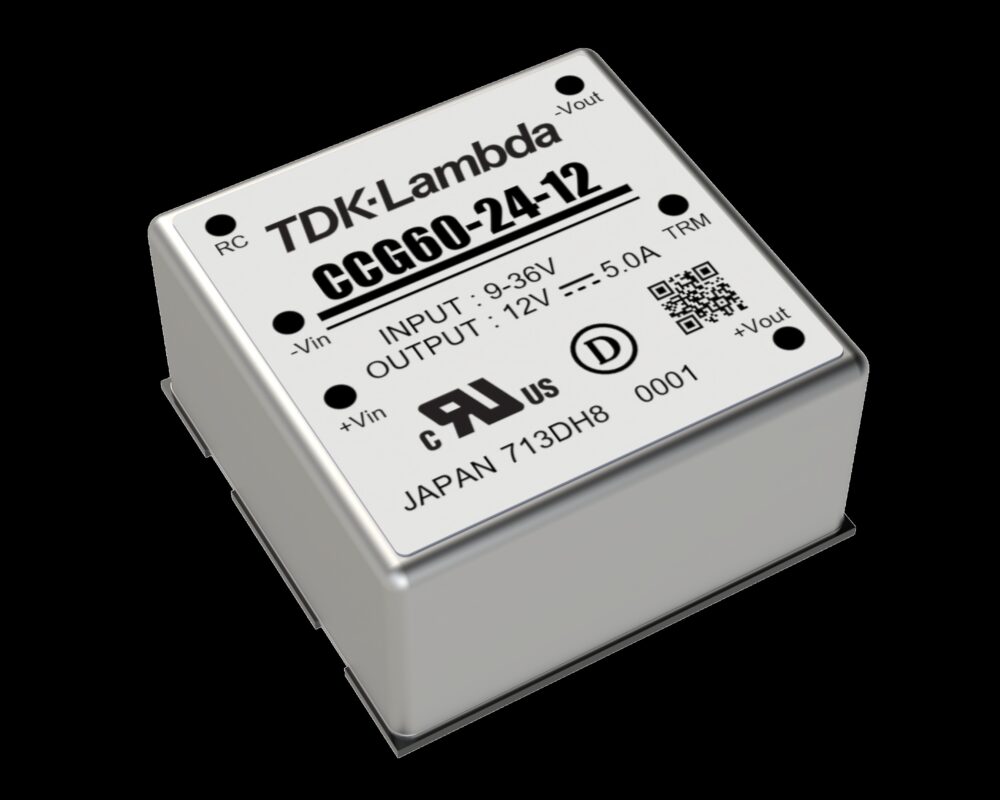 TDK、超小型・絶縁型DCーDCコンバーター「CCGシリーズ」の60Wモデルを受注開始　超小型で業界トップクラスの電力密度