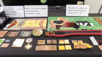 AI向けDCの大電流銅部品などを展示したサンコー技研のブース